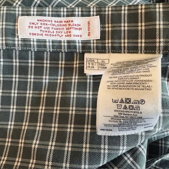 Brooks Brothers The Original Polo Shirt XL Long Sleeve Button Shirt Green Check - Picture 14 of 16